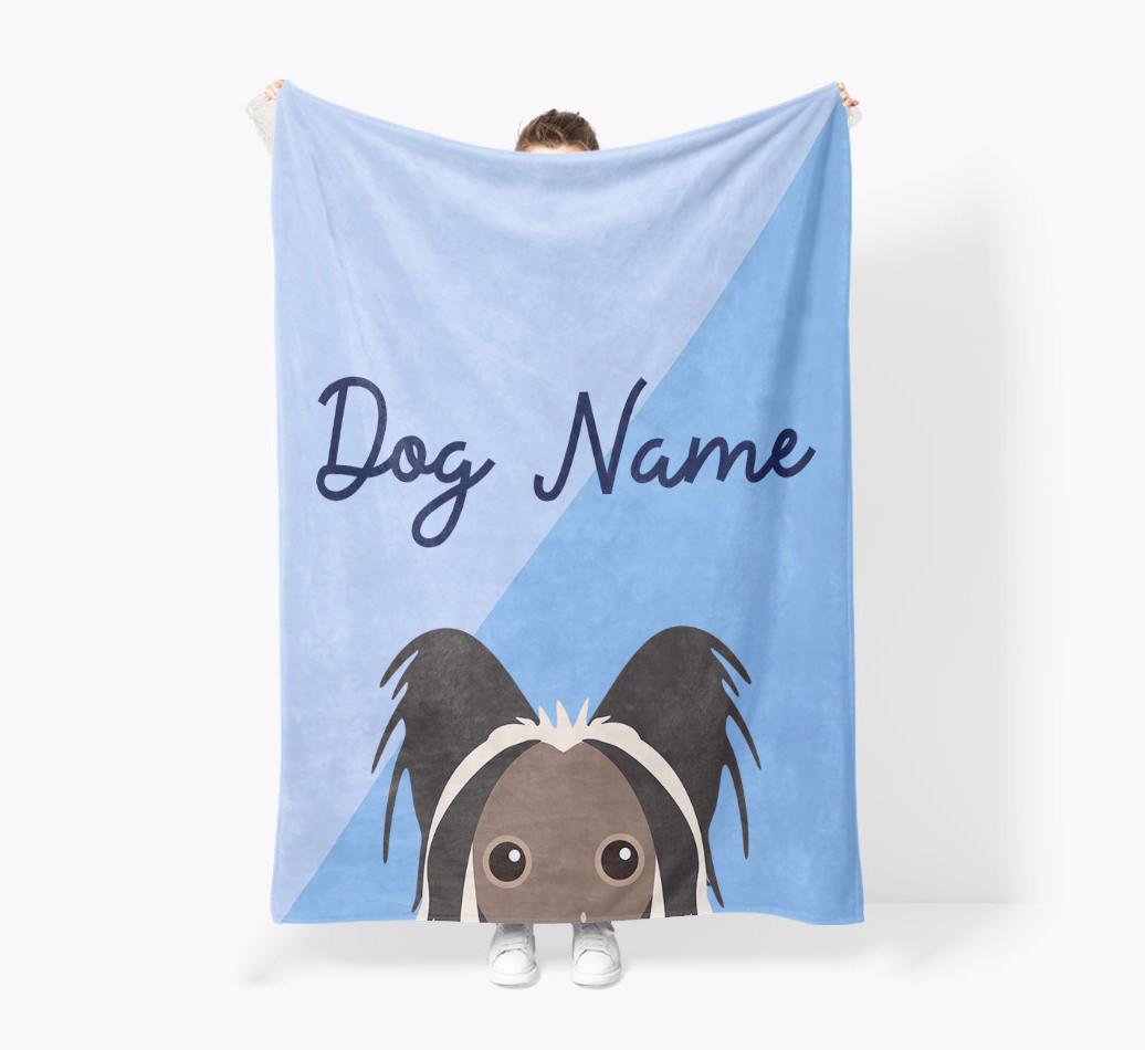 Peeking Name: Personalized {breedFullName} Premium Sherpa Fleece Blanket