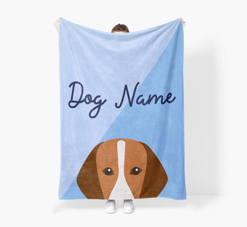 Peeking Name: Personalized {breedFullName} Premium Sherpa Fleece Blanket