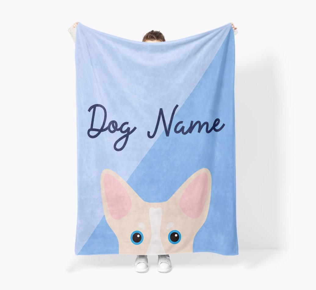 Peeking Name: Personalized {breedFullName} Premium Sherpa Fleece Blanket