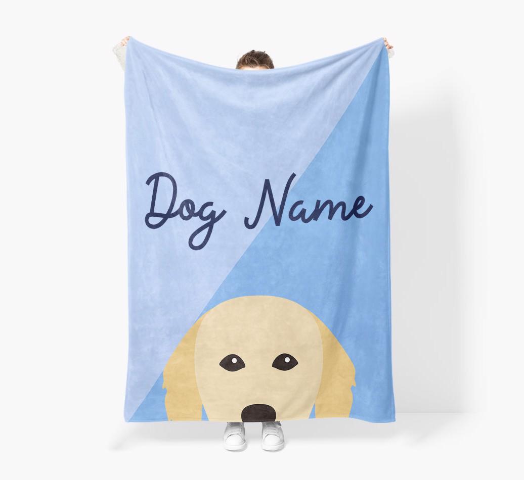 Peeking Name: Personalized {breedFullName} Premium Sherpa Fleece Blanket