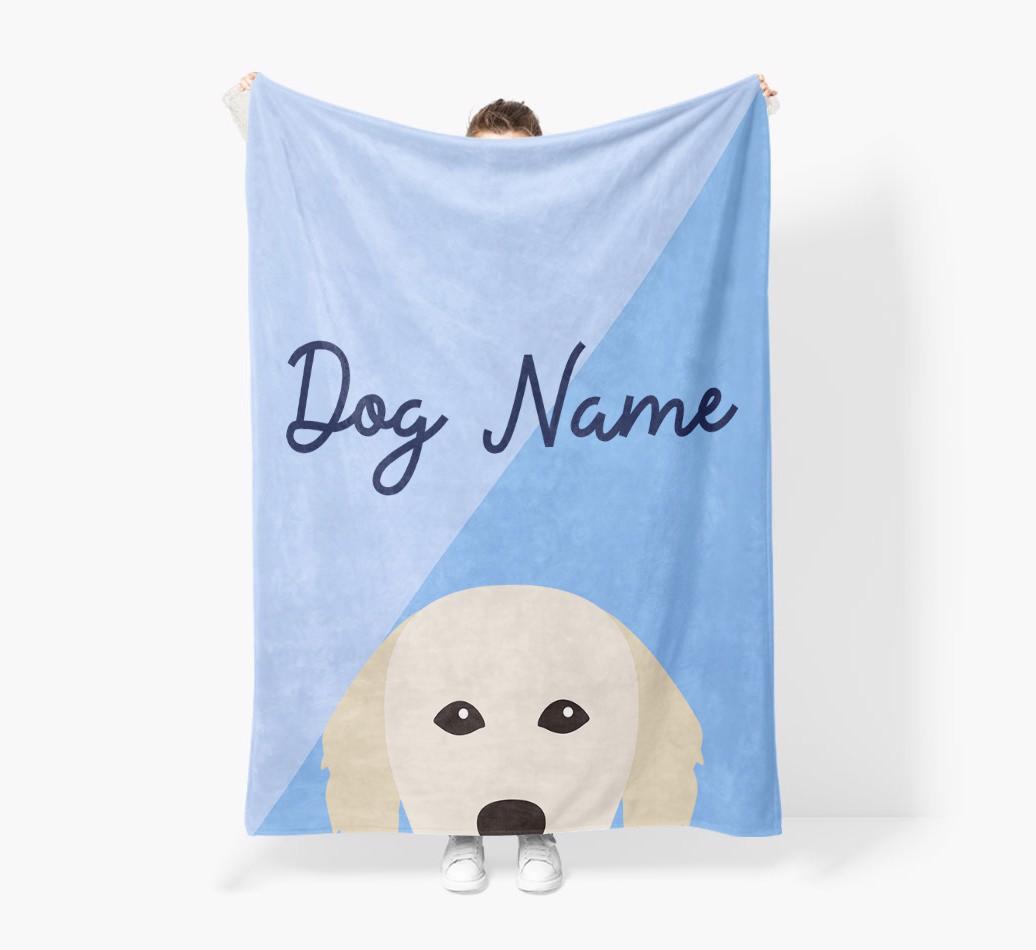 Peeking Name: Personalized {breedFullName} Premium Sherpa Fleece Blanket
