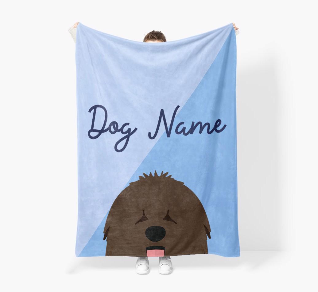 Peeking Name: Personalized {breedFullName} Premium Sherpa Fleece Blanket