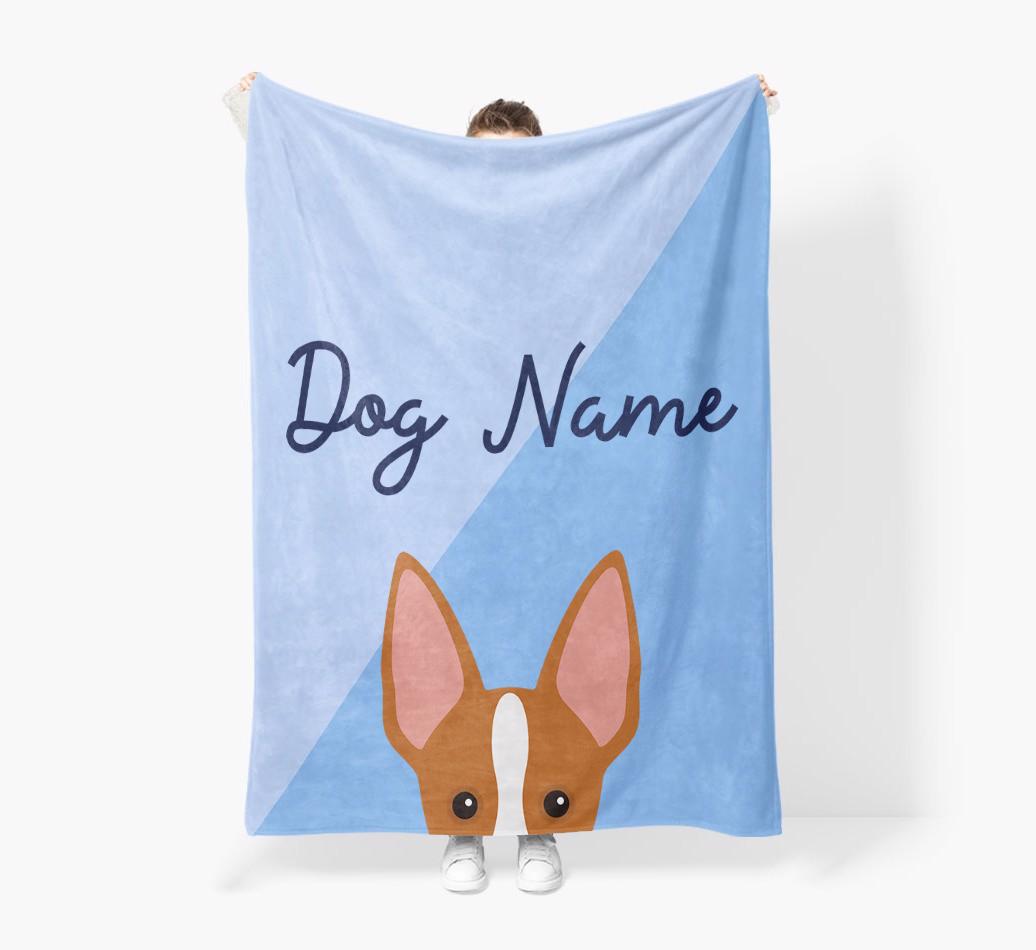 Peeking Name: Personalized {breedFullName} Premium Sherpa Fleece Blanket