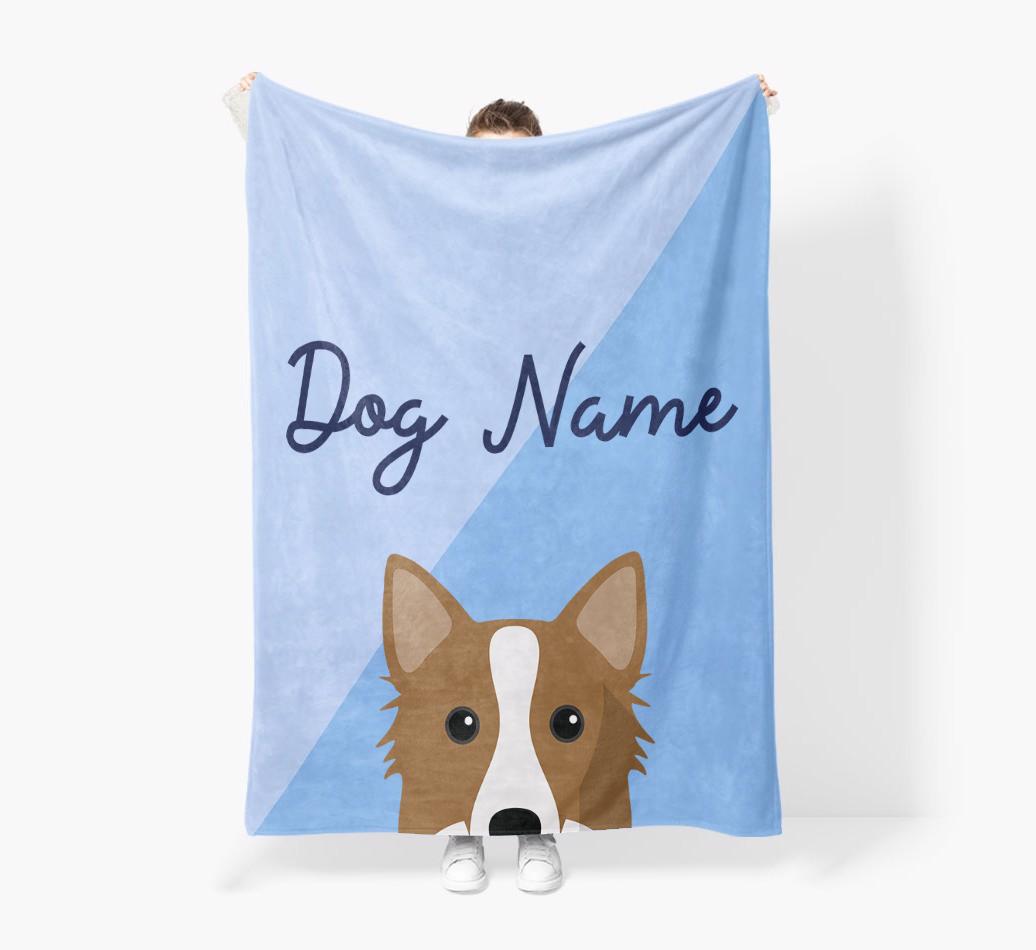 Peeking Name: Personalized {breedFullName} Premium Sherpa Fleece Blanket