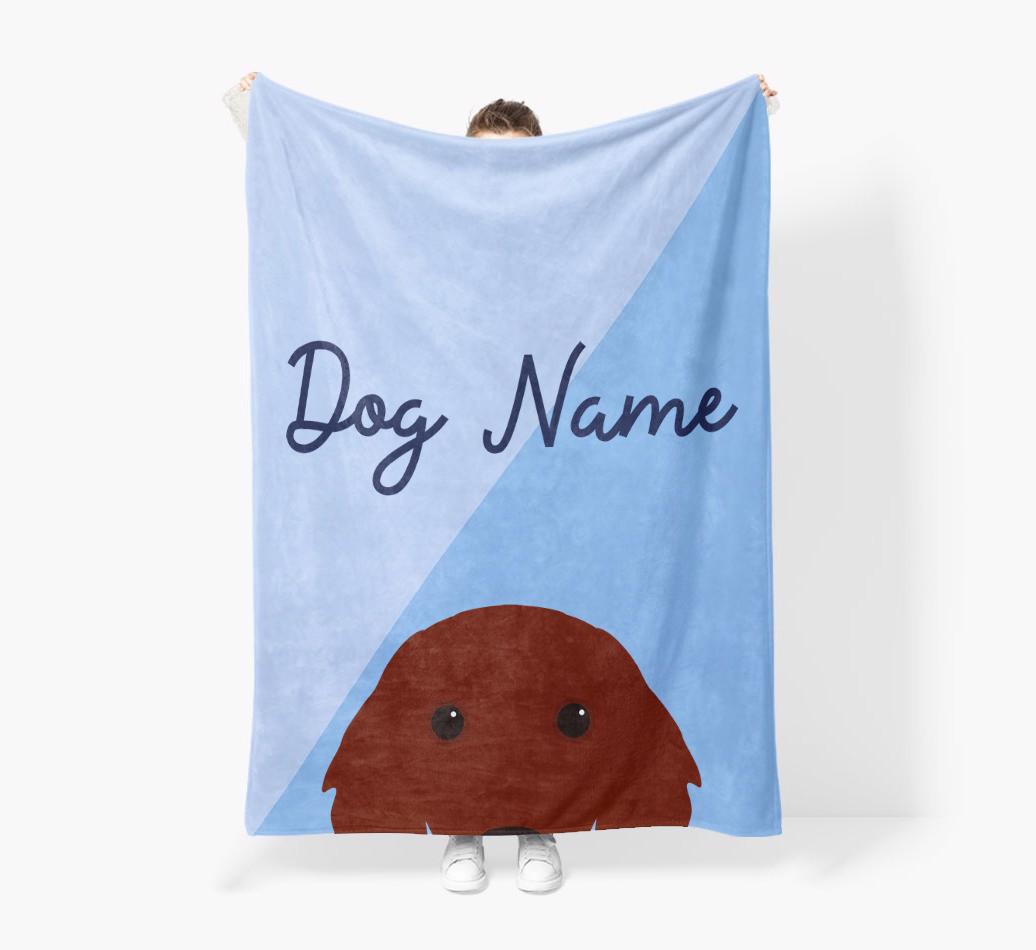Peeking Name: Personalized {breedFullName} Premium Sherpa Fleece Blanket