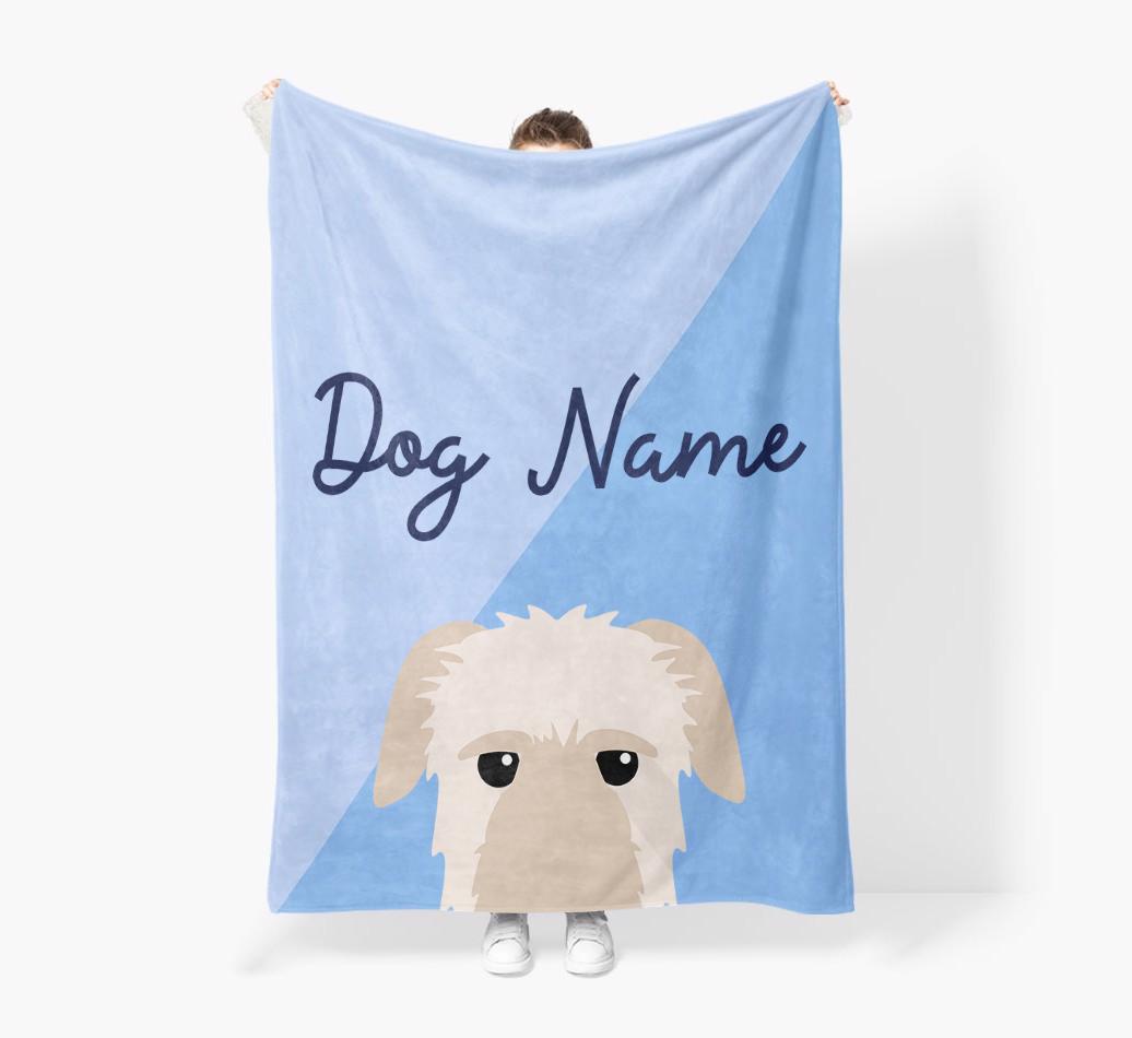 Peeking Name: Personalized {breedFullName} Premium Sherpa Fleece Blanket