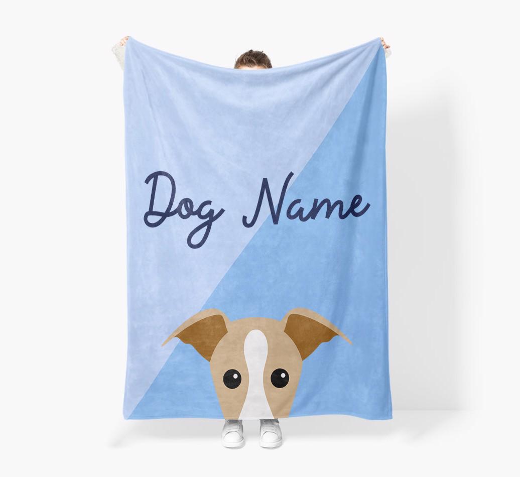 Peeking Name: Personalized {breedFullName} Premium Sherpa Fleece Blanket