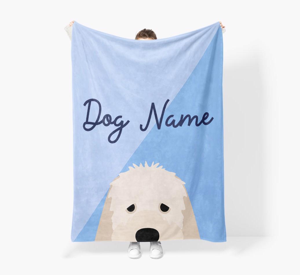 Peeking Name: Personalized {breedFullName} Premium Sherpa Fleece Blanket