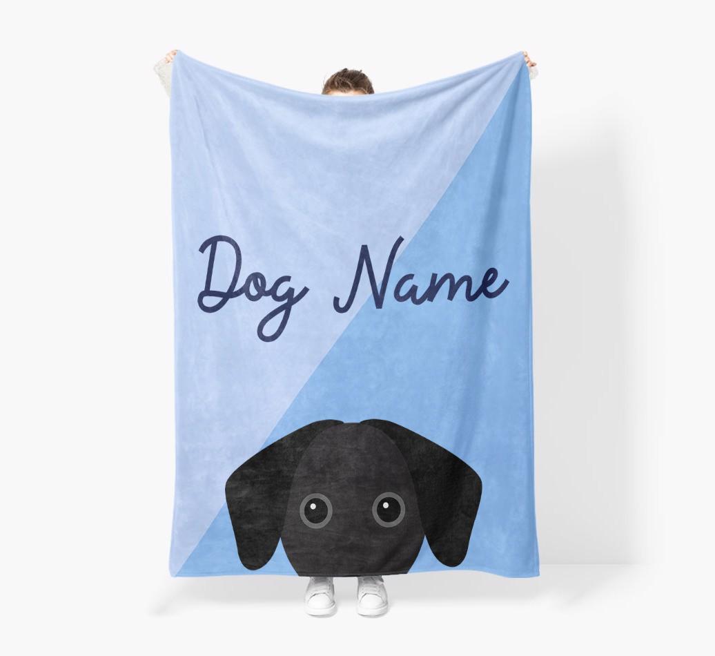 Peeking Name: Personalized {breedFullName} Premium Sherpa Fleece Blanket