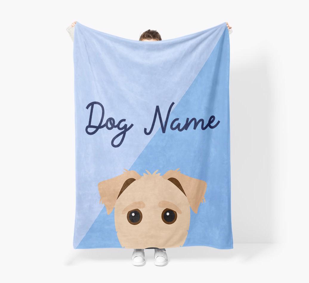 Peeking Name: Personalized {breedFullName} Premium Sherpa Fleece Blanket