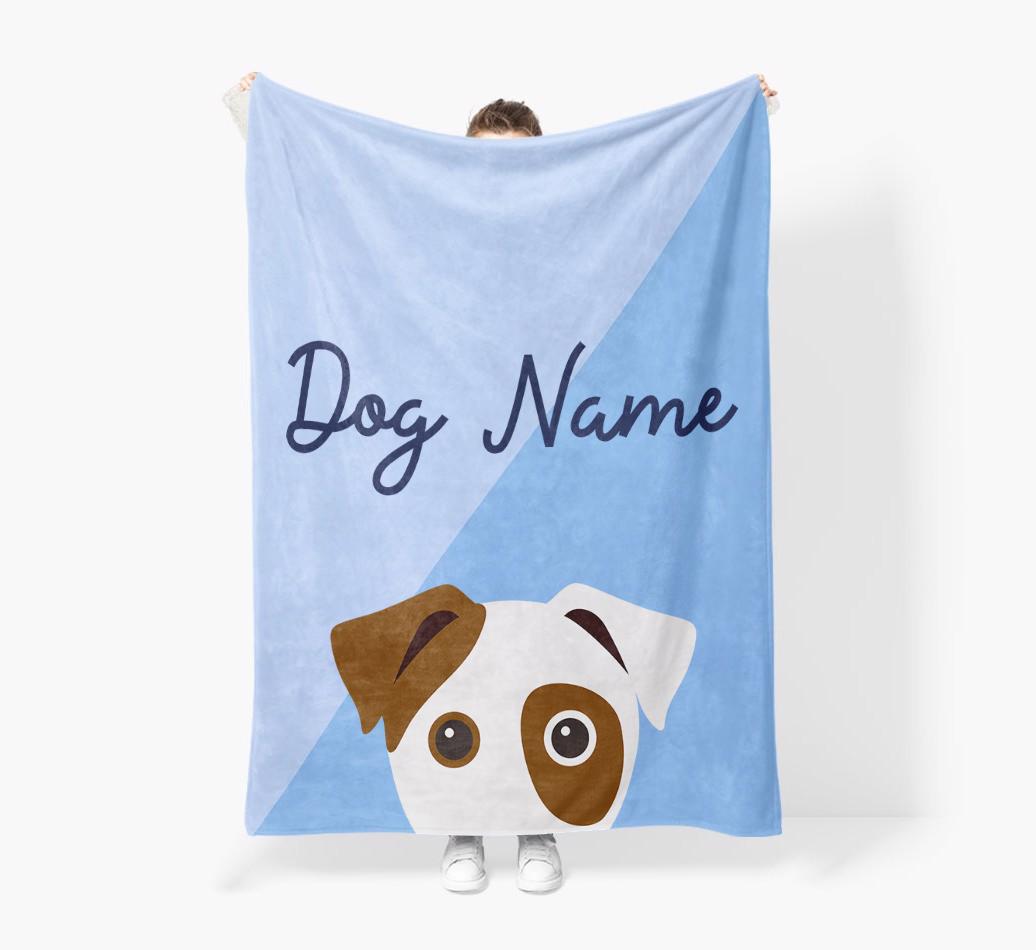 Peeking Name: Personalized {breedFullName} Premium Sherpa Fleece Blanket