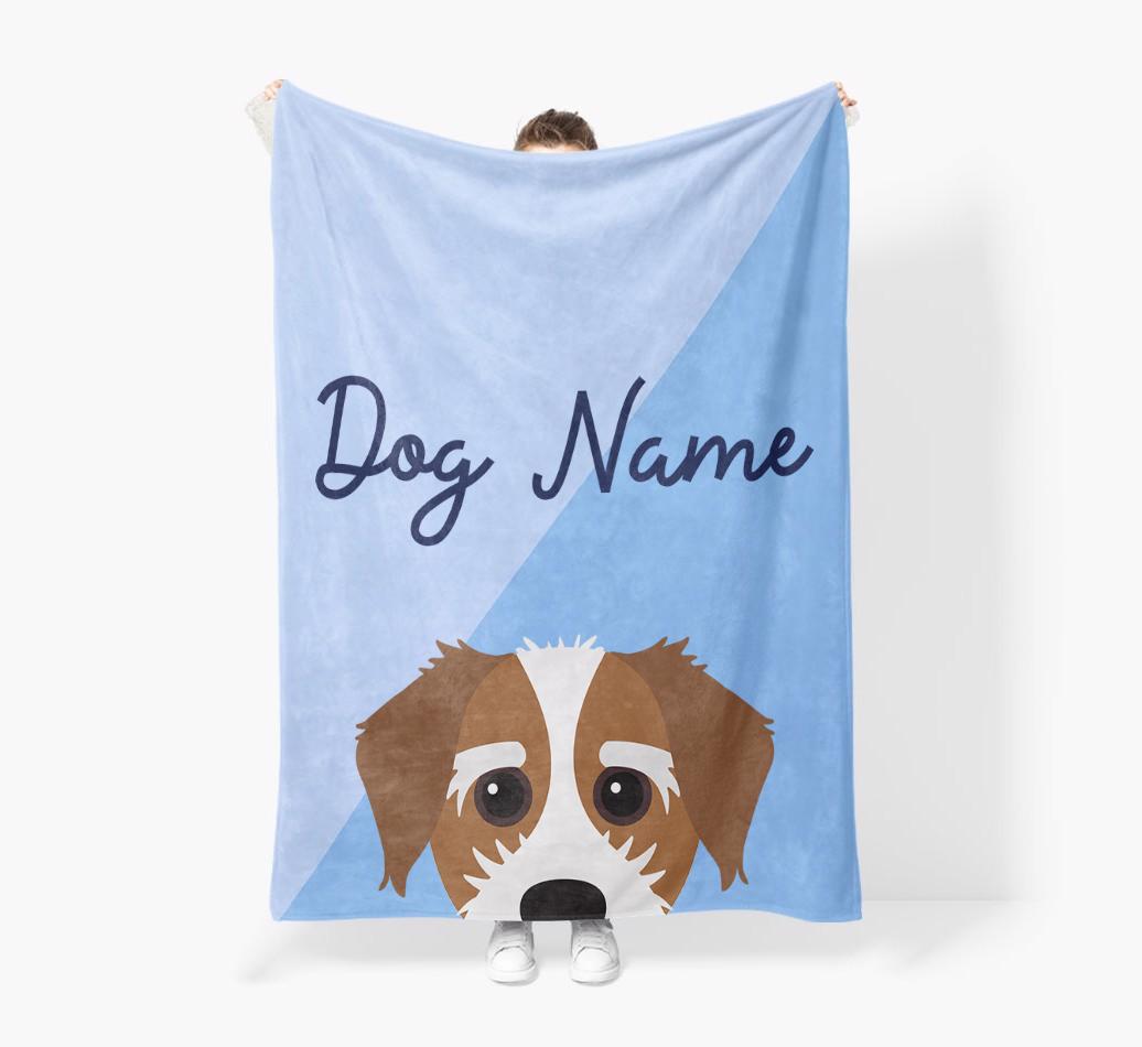 Peeking Name: Personalized {breedFullName} Premium Sherpa Fleece Blanket