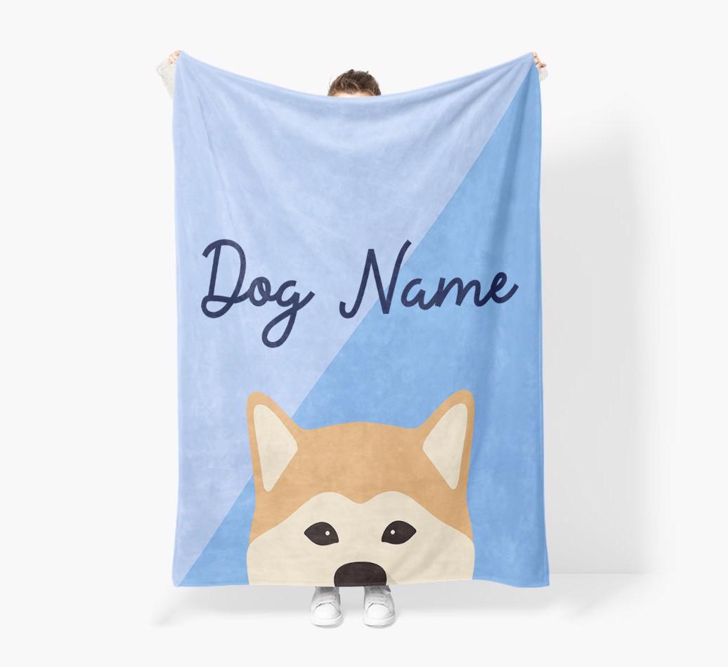 Peeking Name: Personalized {breedFullName} Premium Sherpa Fleece Blanket