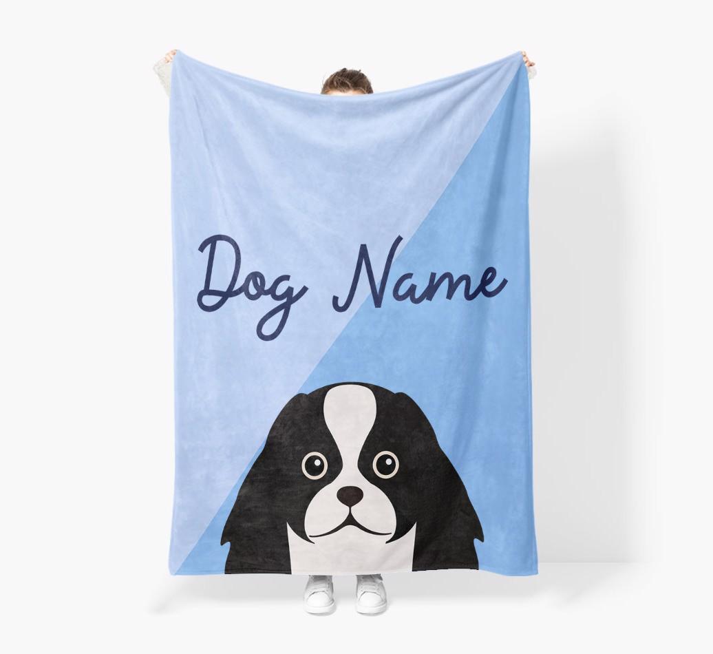 Peeking Name: Personalized {breedFullName} Premium Sherpa Fleece Blanket