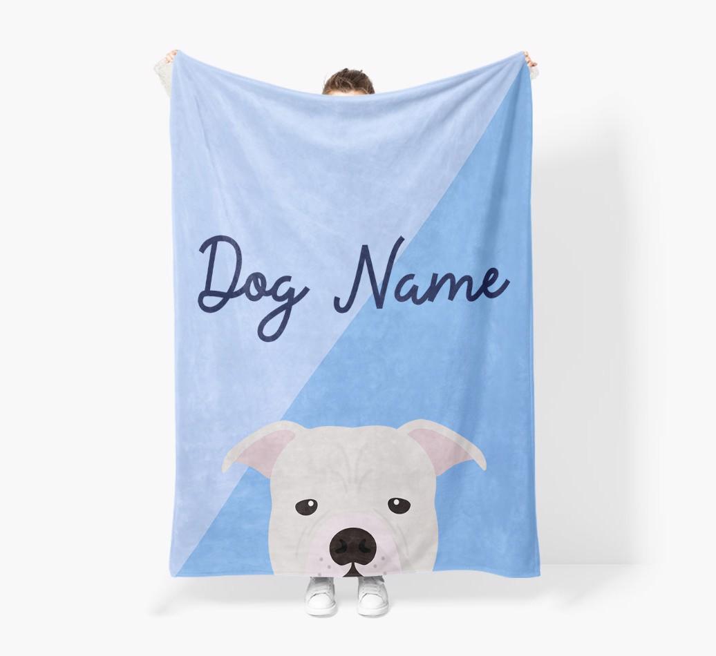 Peeking Name: Personalized {breedFullName} Premium Sherpa Fleece Blanket