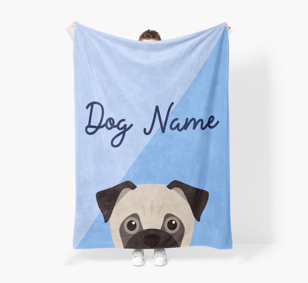 Peeking Name: Personalized {breedFullName} Premium Sherpa Fleece Blanket