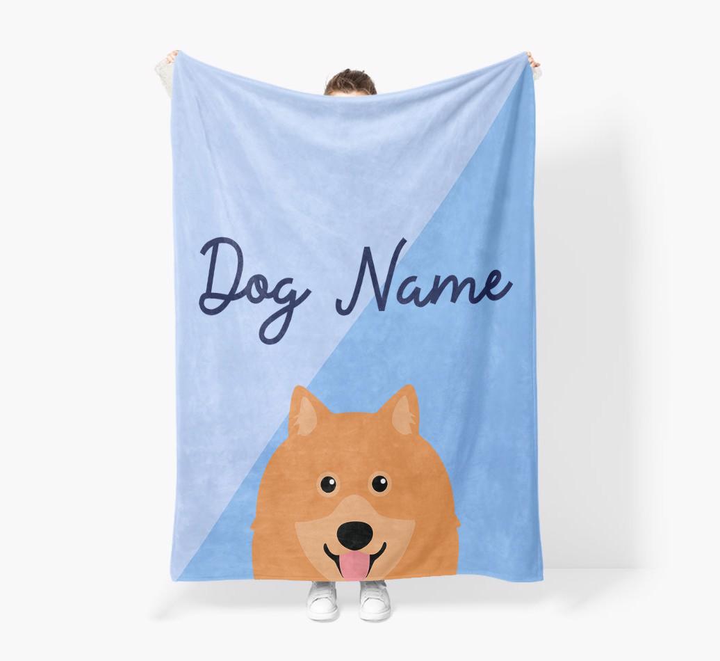 Peeking Name: Personalized {breedFullName} Premium Sherpa Fleece Blanket