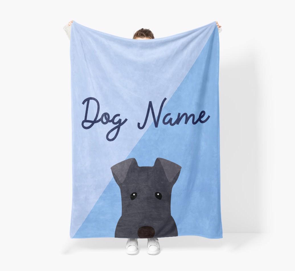 Peeking Name: Personalized {breedFullName} Premium Sherpa Fleece Blanket