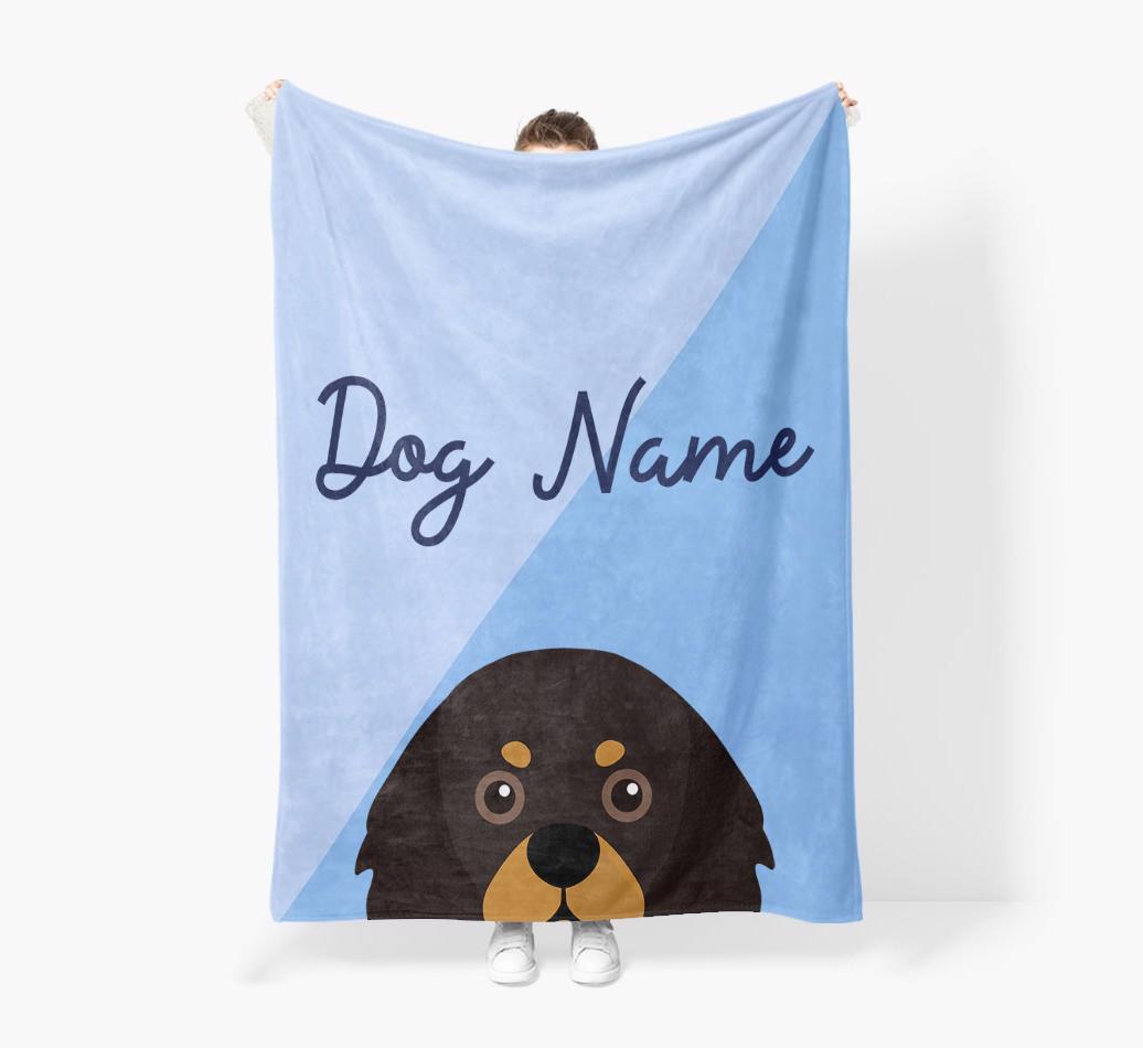 Peeking Name: Personalized {breedFullName} Premium Sherpa Fleece Blanket