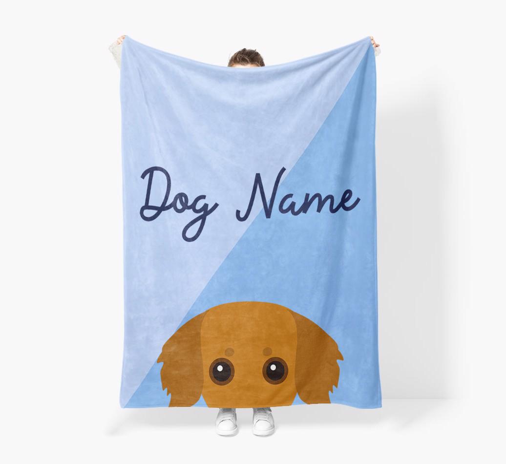Peeking Name: Personalized {breedFullName} Premium Sherpa Fleece Blanket