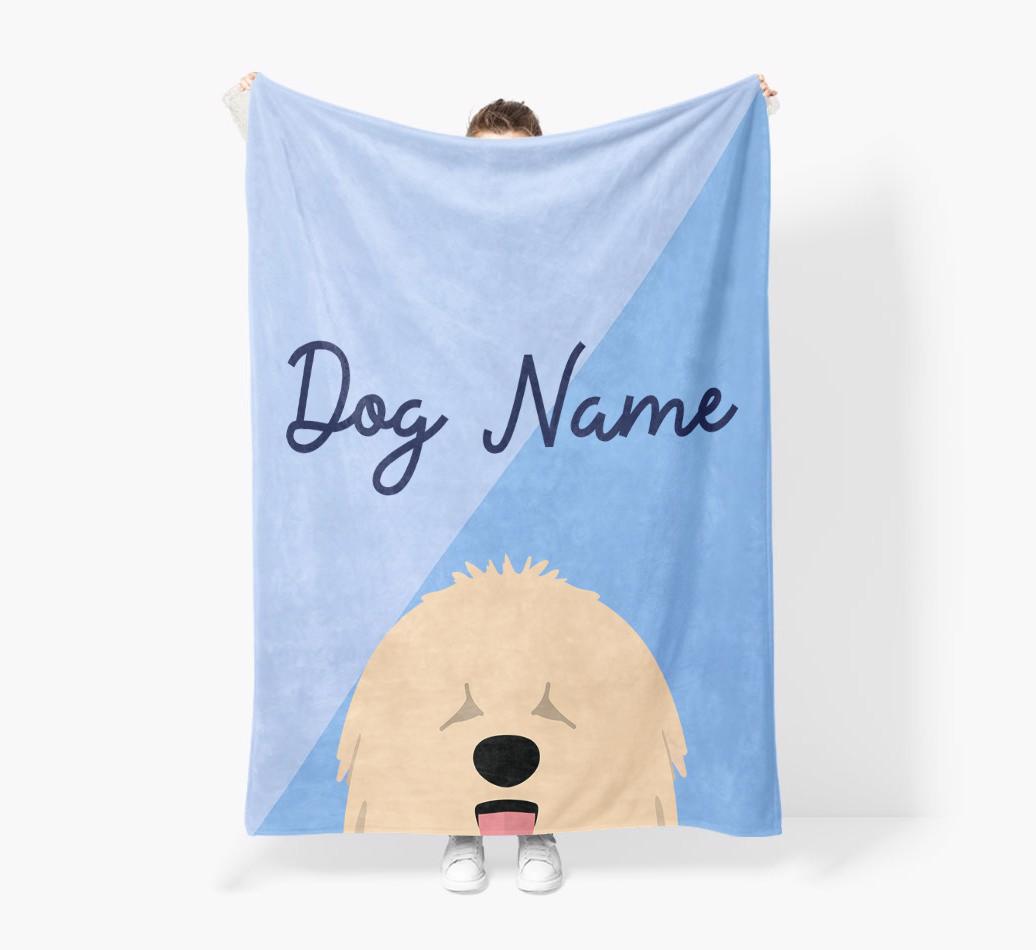 Peeking Name: Personalized {breedFullName} Premium Sherpa Fleece Blanket