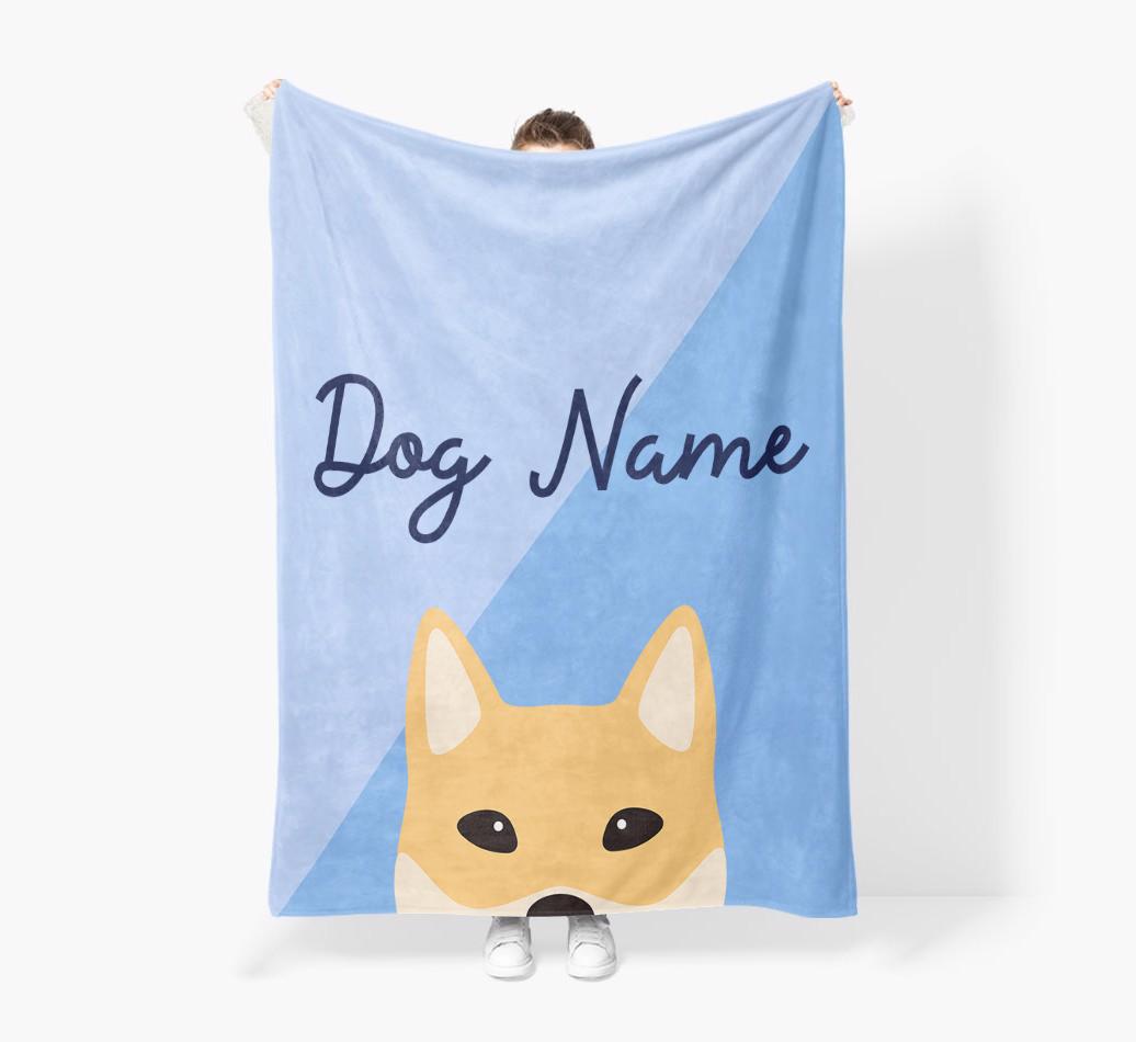 Peeking Name: Personalized {breedFullName} Premium Sherpa Fleece Blanket