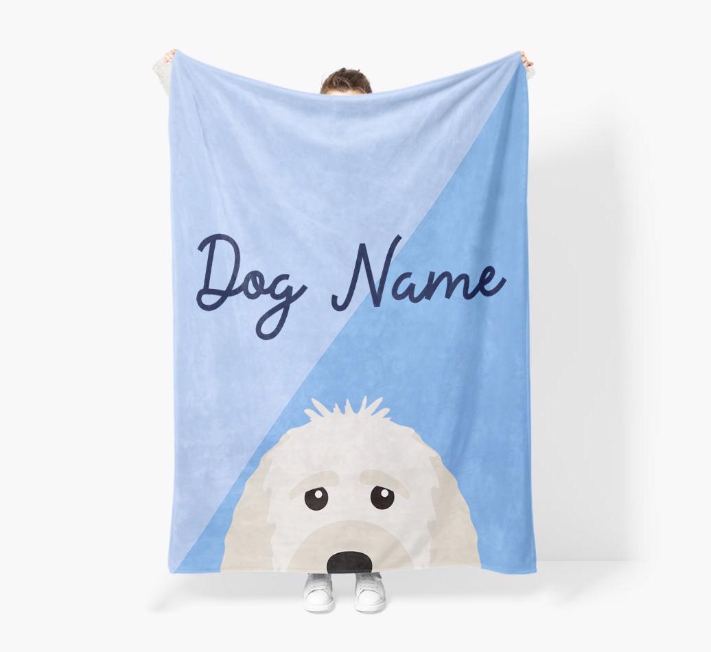 Peeking Name: Personalized {breedFullName} Premium Sherpa Fleece Blanket