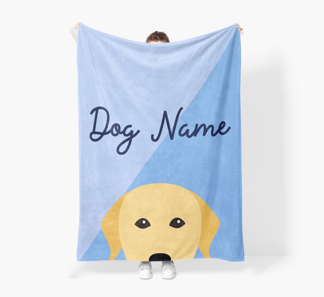 Peeking Name: Personalized {breedFullName} Premium Sherpa Fleece Blanket