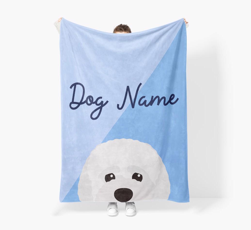 Peeking Name: Personalized {breedFullName} Premium Sherpa Fleece Blanket