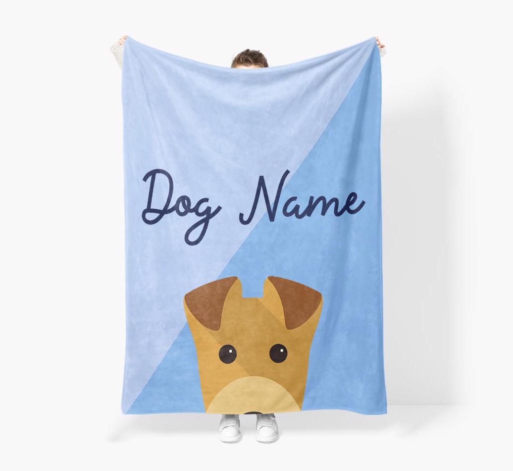 Peeking Name: Personalized {breedFullName} Premium Sherpa Fleece Blanket