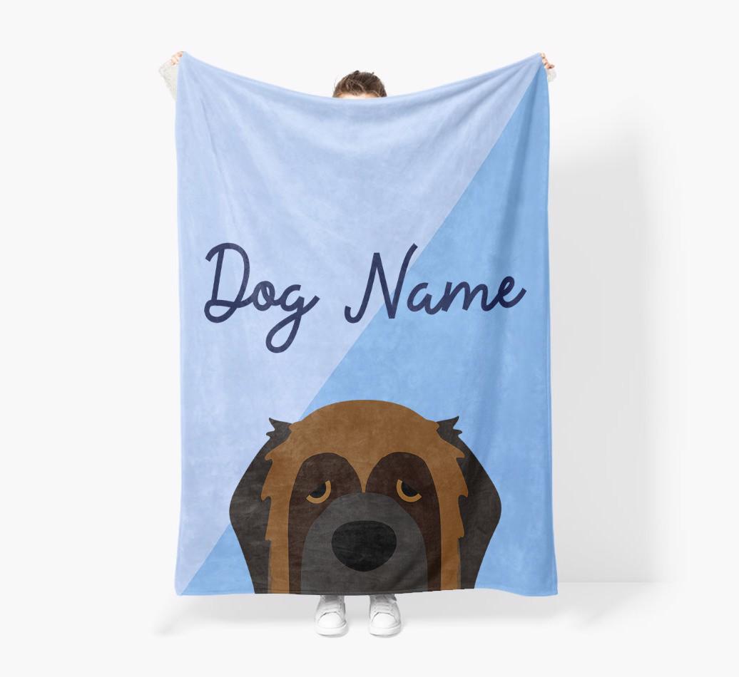 Peeking Name: Personalized {breedFullName} Premium Sherpa Fleece Blanket