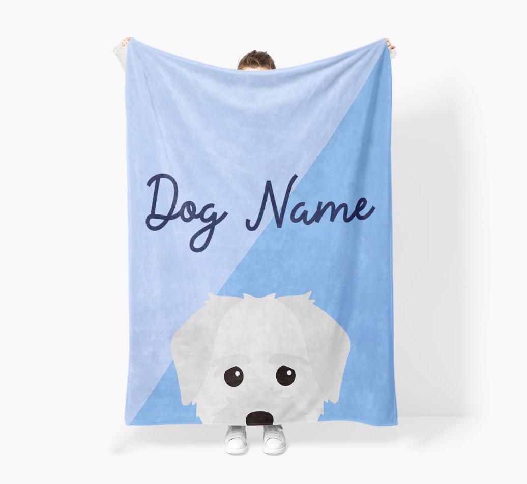 Peeking Name: Personalized {breedFullName} Premium Sherpa Fleece Blanket