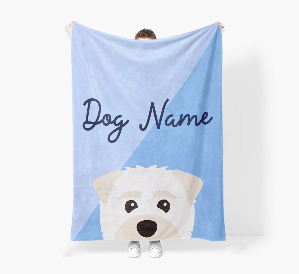 Peeking Name: Personalized {breedFullName} Premium Sherpa Fleece Blanket