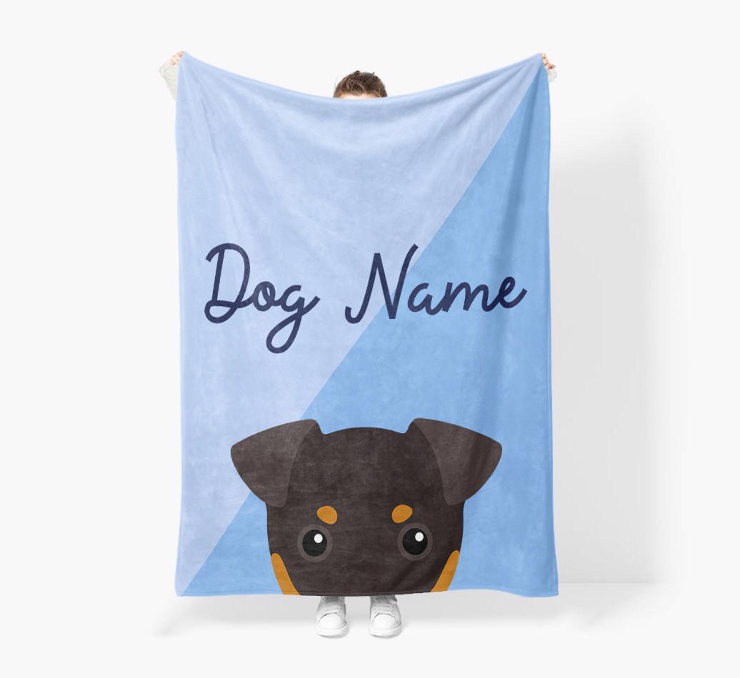 Peeking Name: Personalized {breedFullName} Premium Sherpa Fleece Blanket