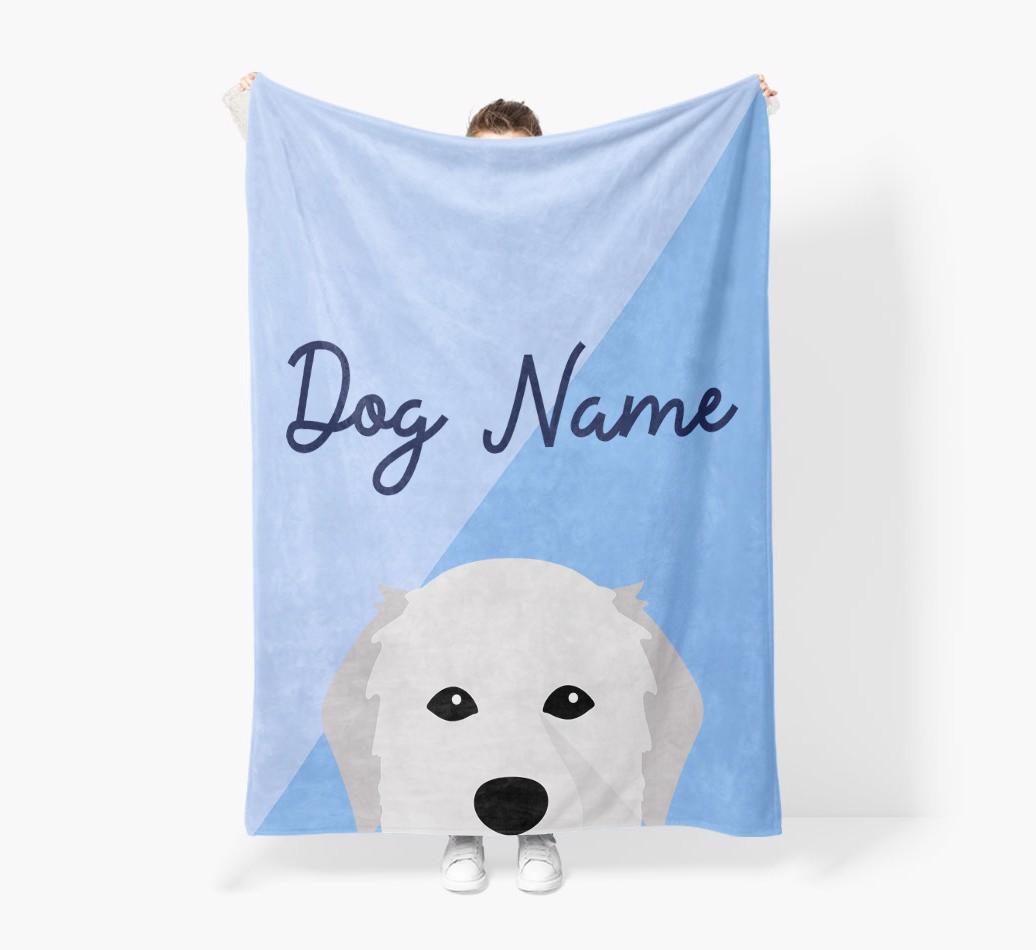 Peeking Name: Personalized {breedFullName} Premium Sherpa Fleece Blanket