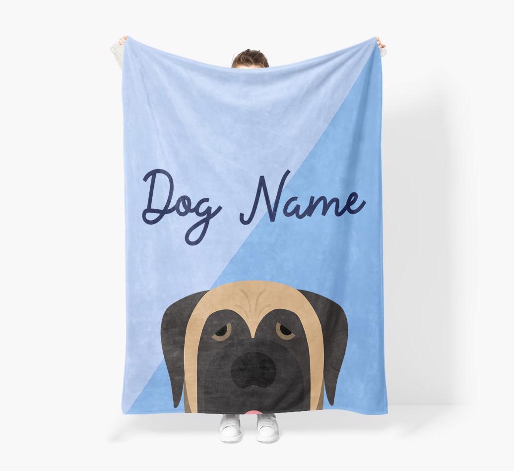 Peeking Name: Personalized {breedFullName} Premium Sherpa Fleece Blanket