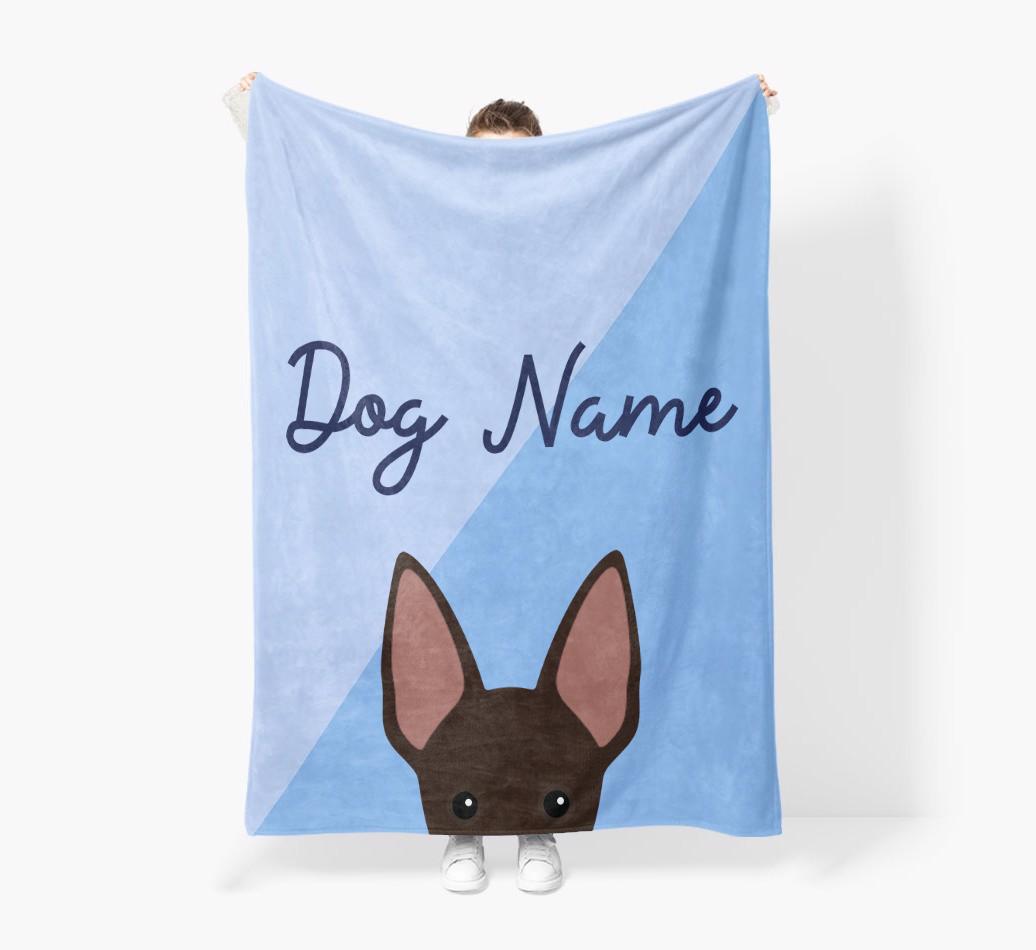 Peeking Name: Personalized {breedFullName} Premium Sherpa Fleece Blanket