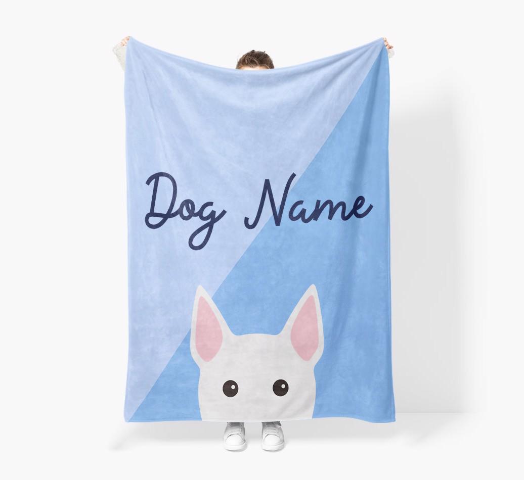 Peeking Name: Personalized {breedFullName} Premium Sherpa Fleece Blanket