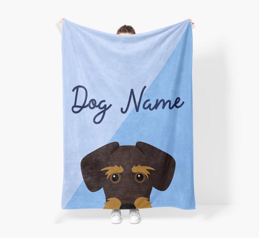 Peeking Name: Personalized {breedFullName} Premium Sherpa Fleece Blanket