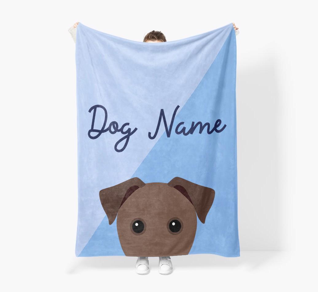 Peeking Name: Personalized {breedFullName} Premium Sherpa Fleece Blanket