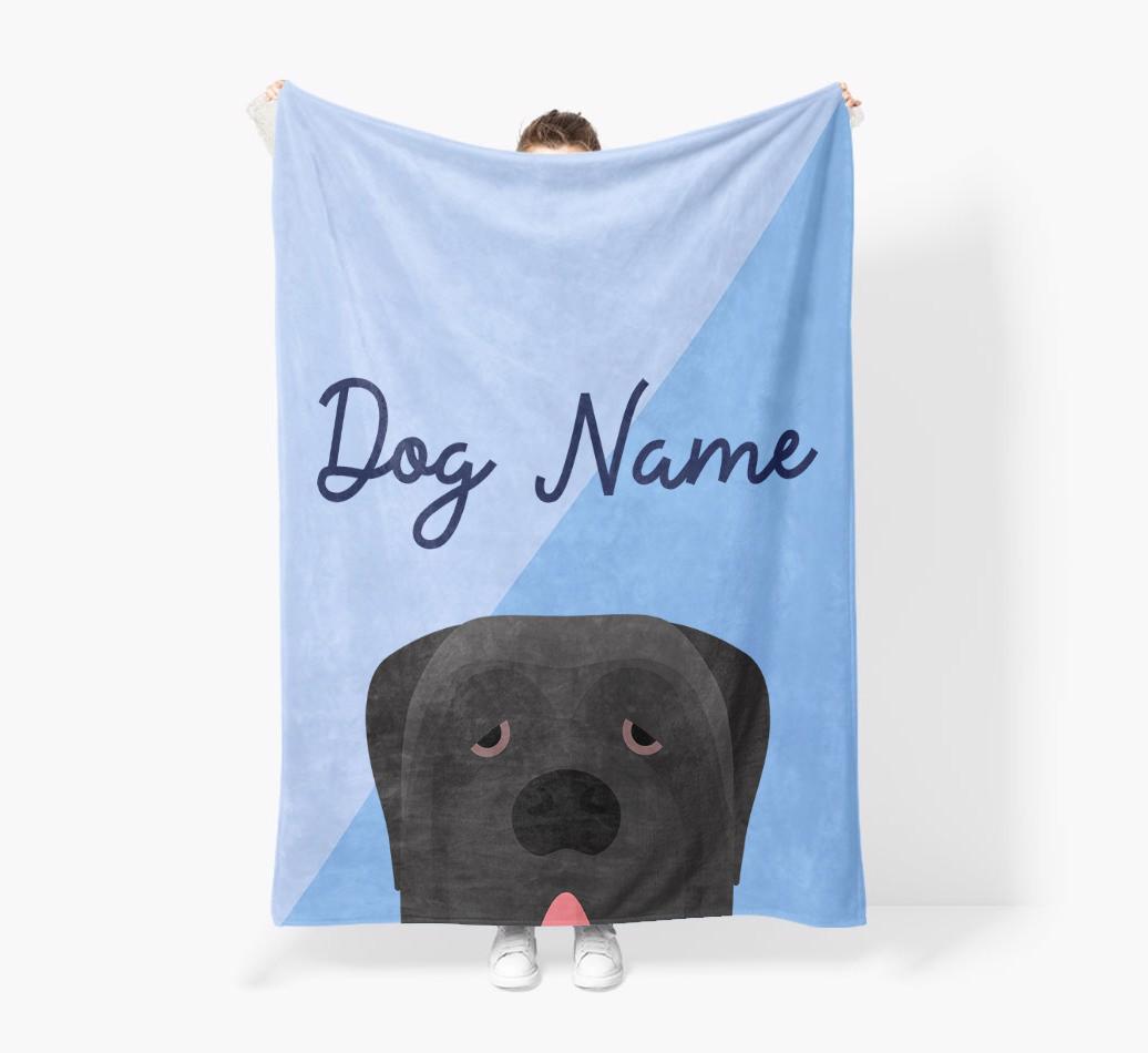 Peeking Name: Personalized {breedFullName} Premium Sherpa Fleece Blanket