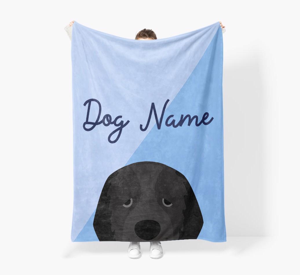 Peeking Name: Personalized {breedFullName} Premium Sherpa Fleece Blanket