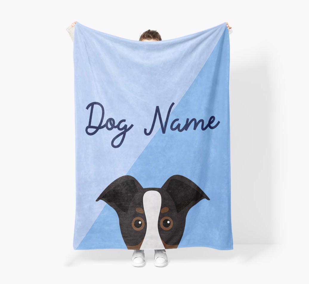 Peeking Name: Personalized {breedFullName} Premium Sherpa Fleece Blanket