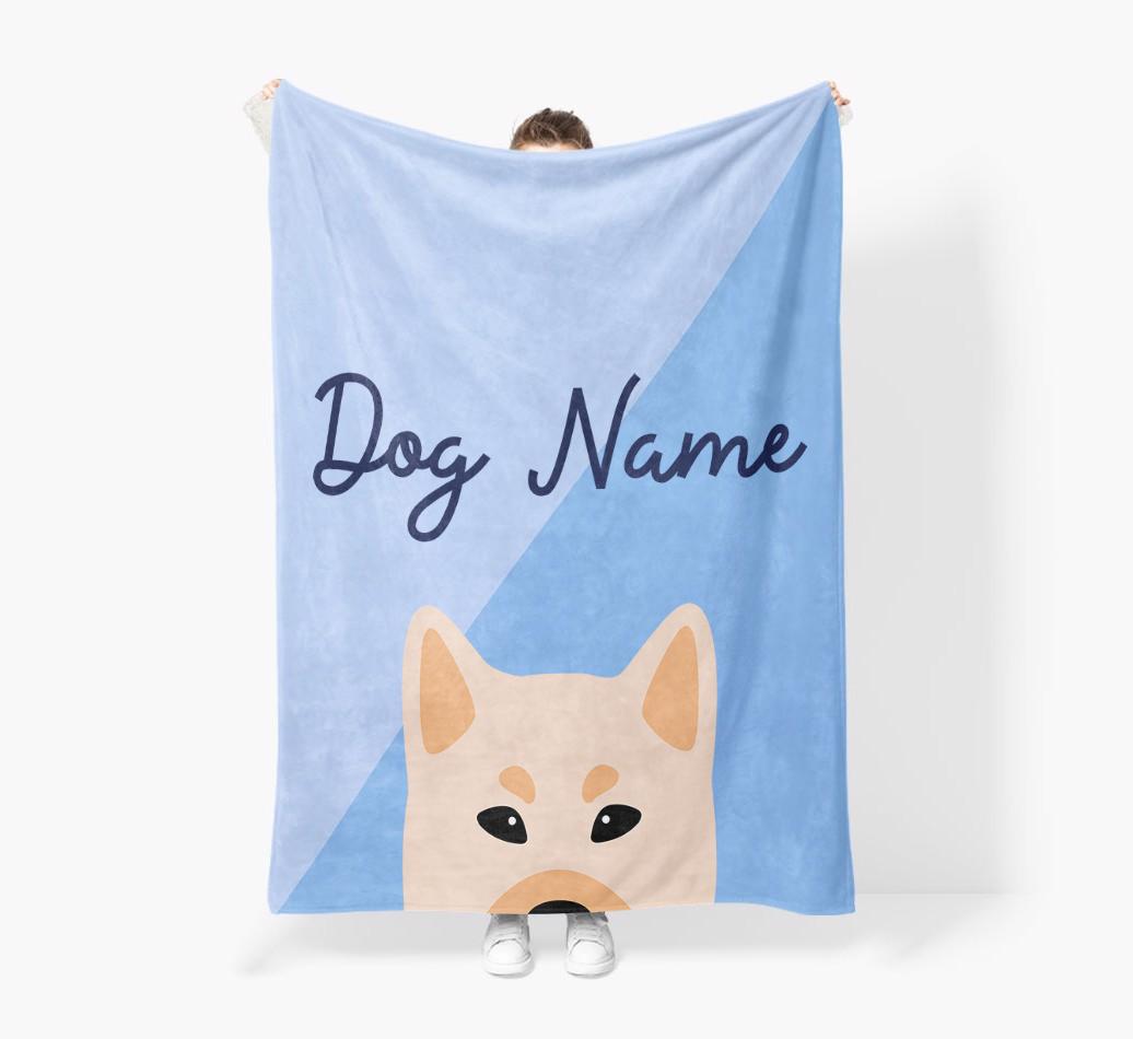 Peeking Name: Personalized {breedFullName} Premium Sherpa Fleece Blanket