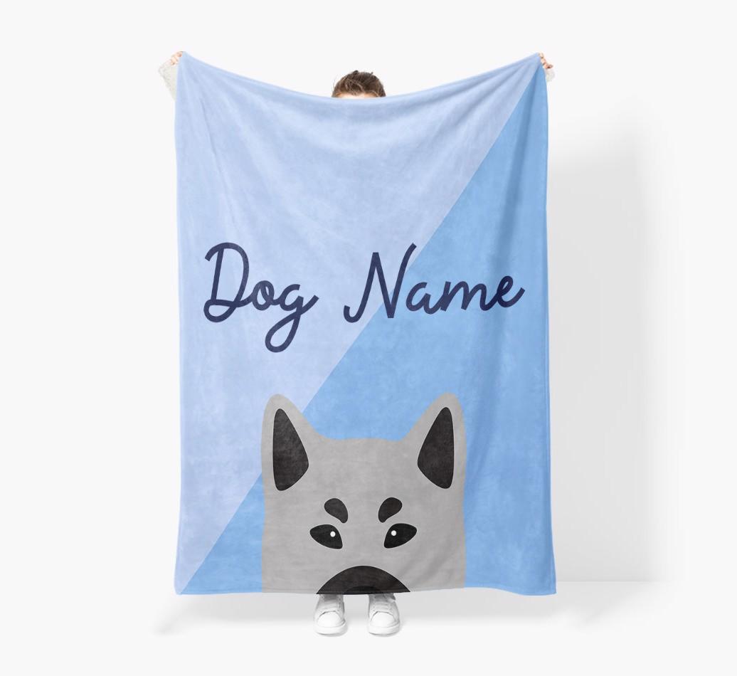 Peeking Name: Personalized {breedFullName} Premium Sherpa Fleece Blanket
