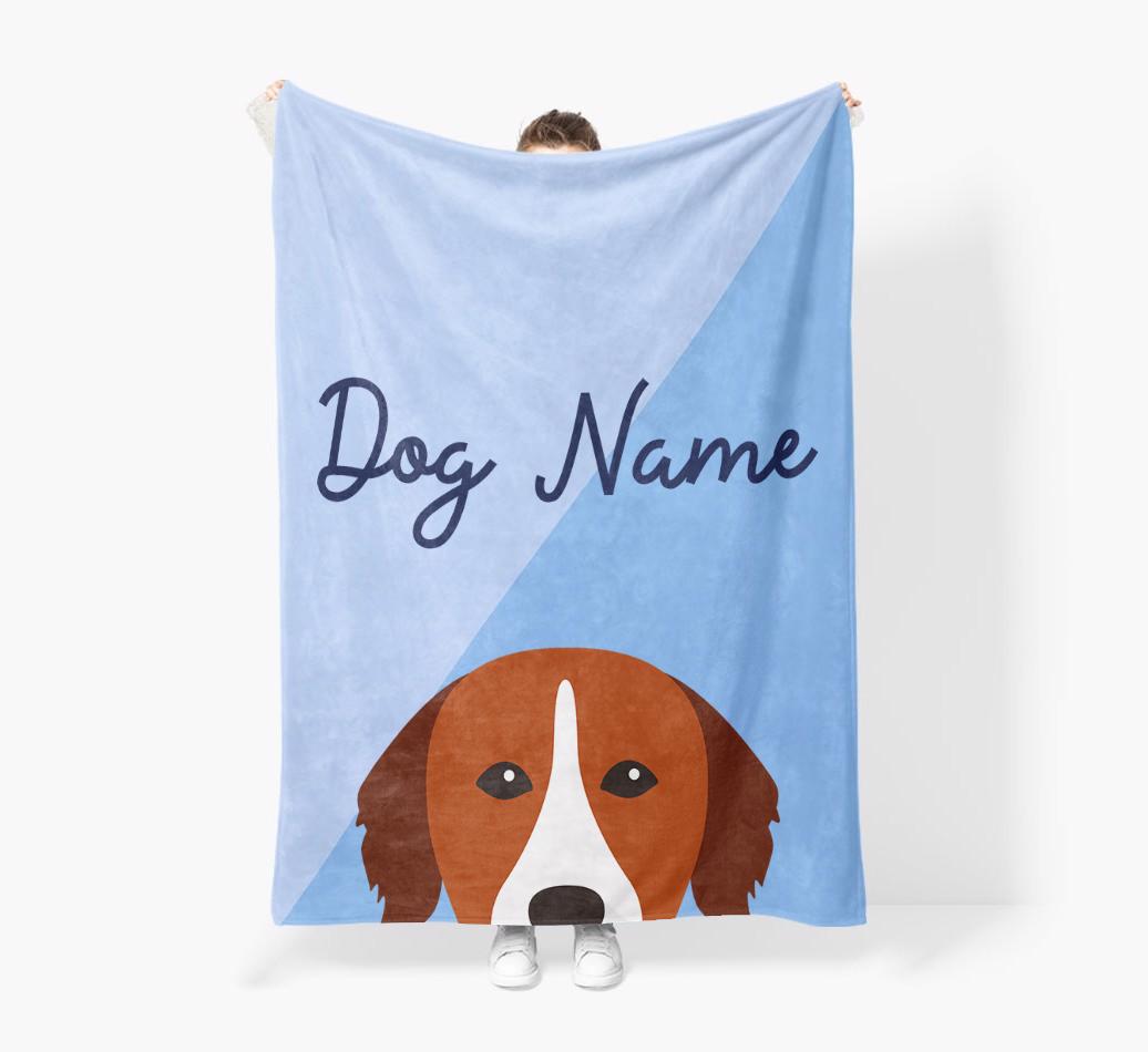Peeking Name: Personalized {breedFullName} Premium Sherpa Fleece Blanket