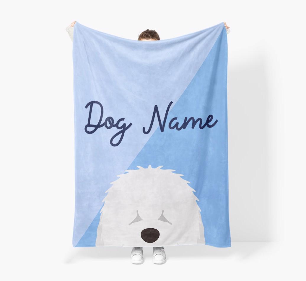 Peeking Name: Personalized {breedFullName} Premium Sherpa Fleece Blanket