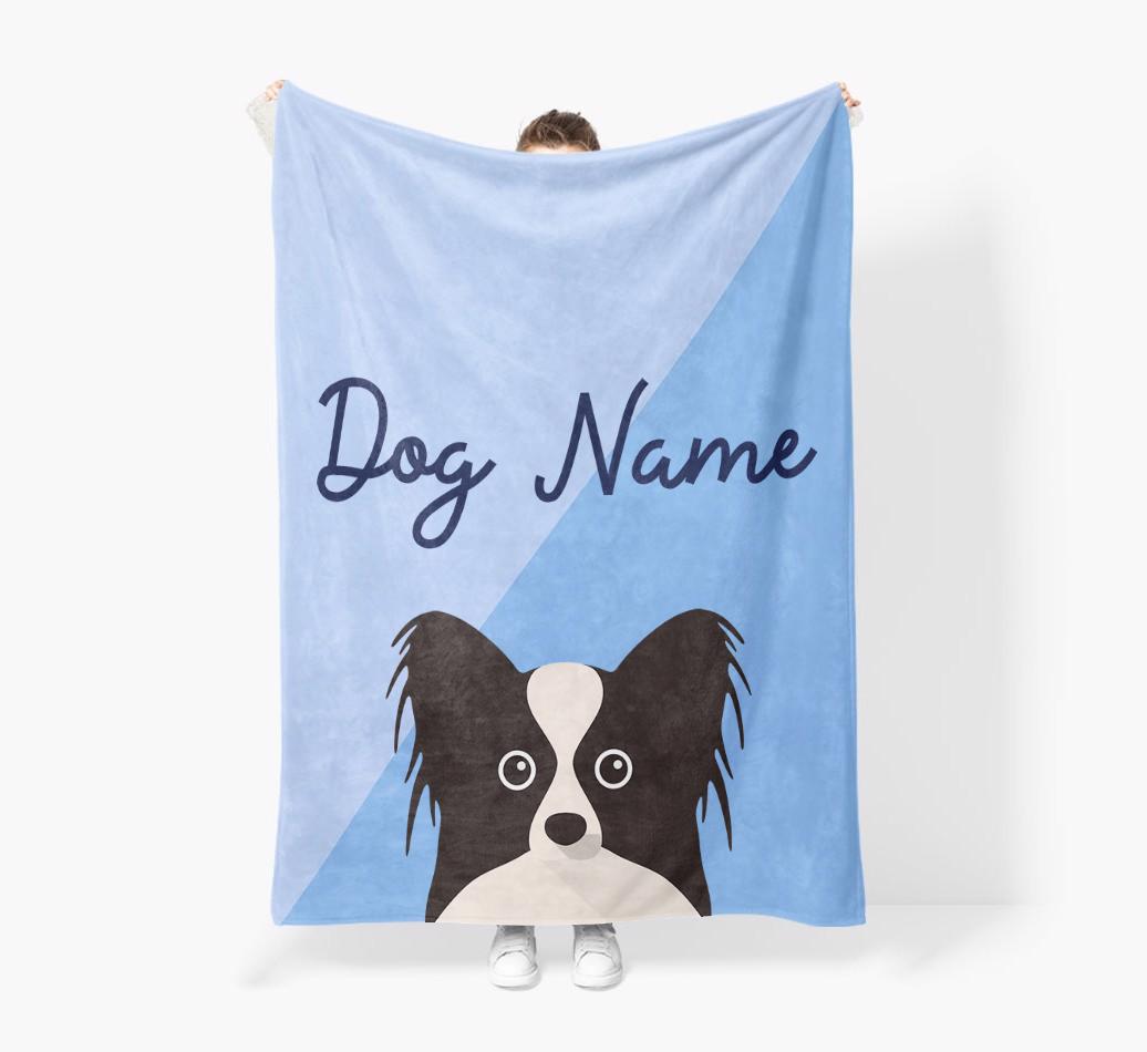 Peeking Name: Personalized {breedFullName} Premium Sherpa Fleece Blanket
