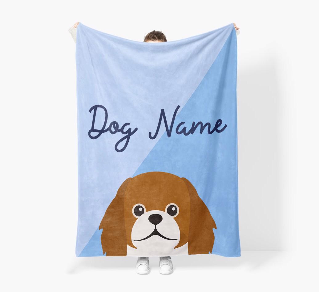 Peeking Name: Personalized {breedFullName} Premium Sherpa Fleece Blanket