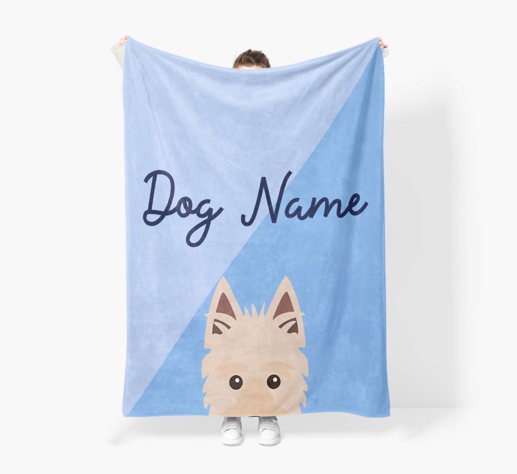 Peeking Name: Personalized {breedFullName} Premium Sherpa Fleece Blanket